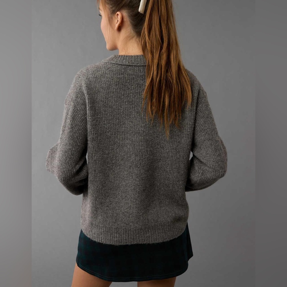 Women’s American Eagle ‘Whoa So Soft’ Gray Crew neck sweater Size Medium SO SOFT - Picture 5 of 14